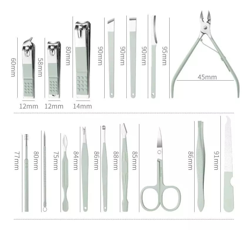 Kit Manicure Pedicure Cuidado 16 Piezas