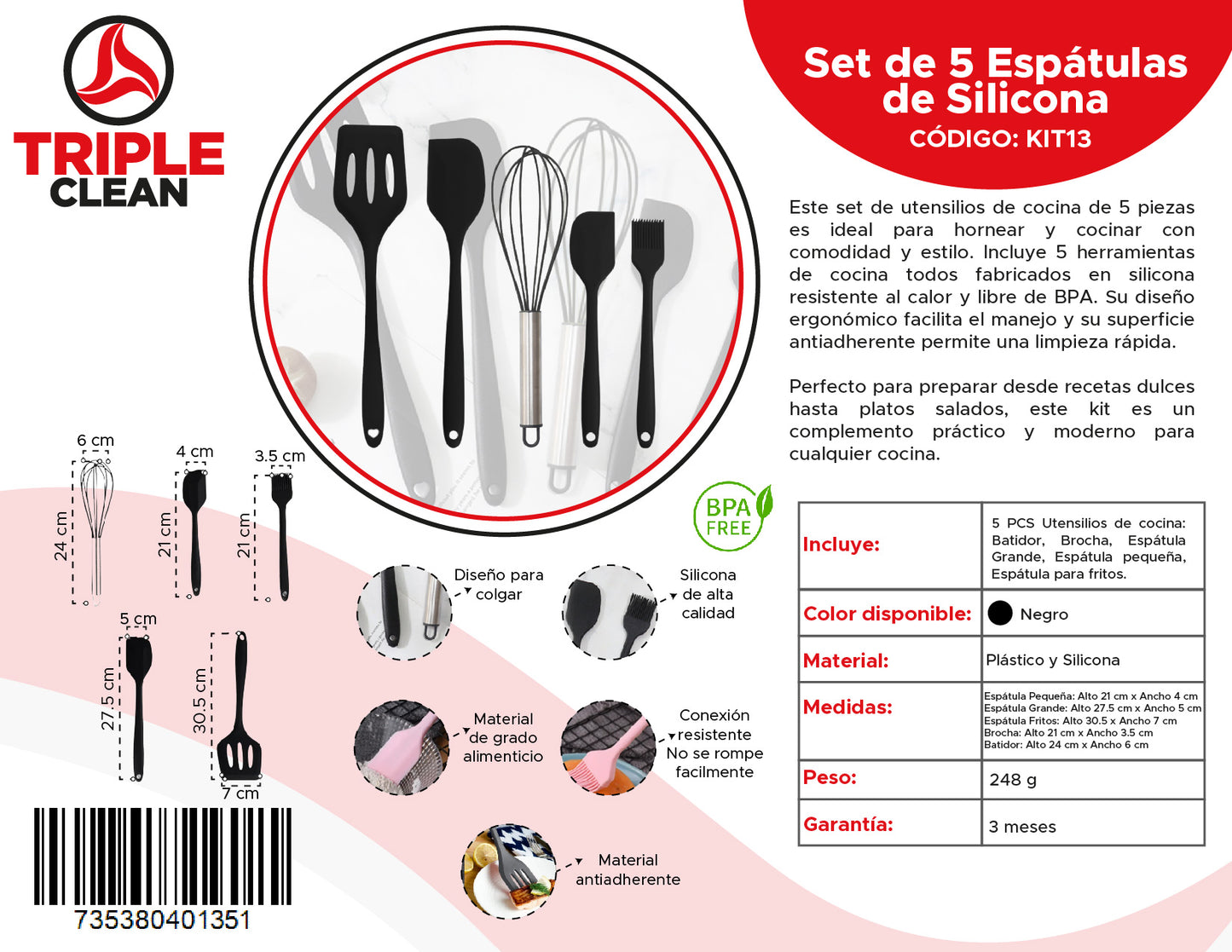 Set de 5 espátulas de Silicona
